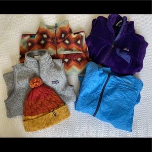 Patagonia bundle jackets, vest, beanie, sm or xs